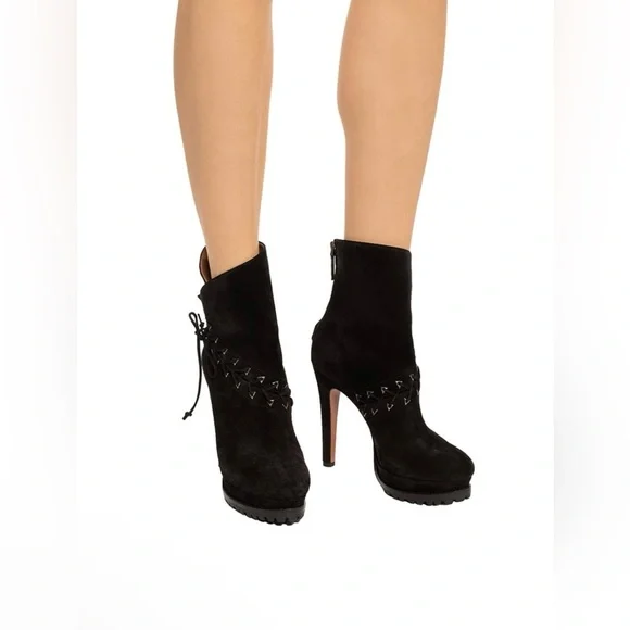 New- Azzedine Alaïa Lace-Up Suede Leather Platform Ankle Boots.Size: 37.5 - Picture 2 of 11